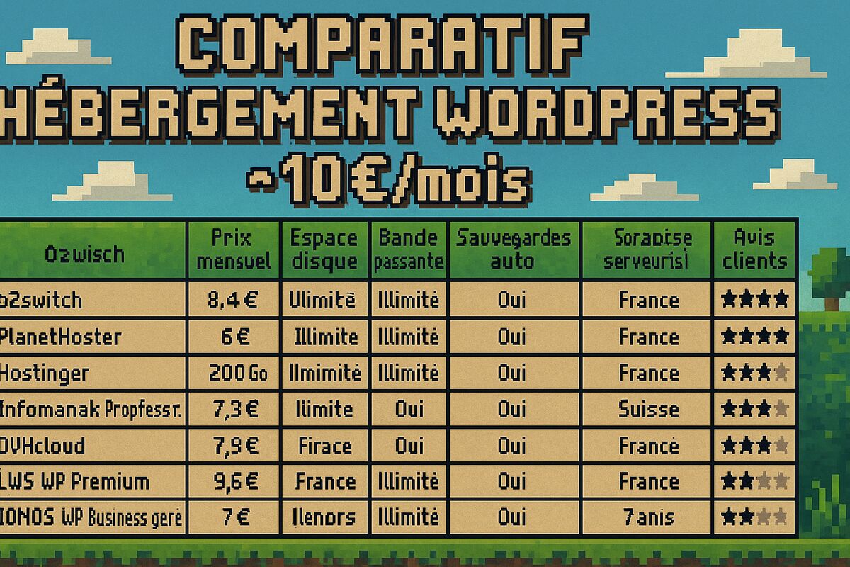 Comparatif hébergeurs WordPress